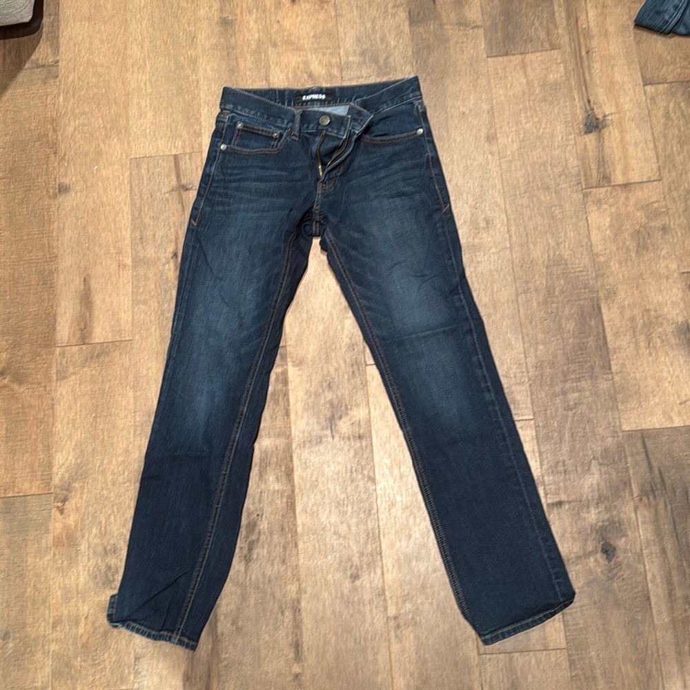 Express slim straight dark wash jean